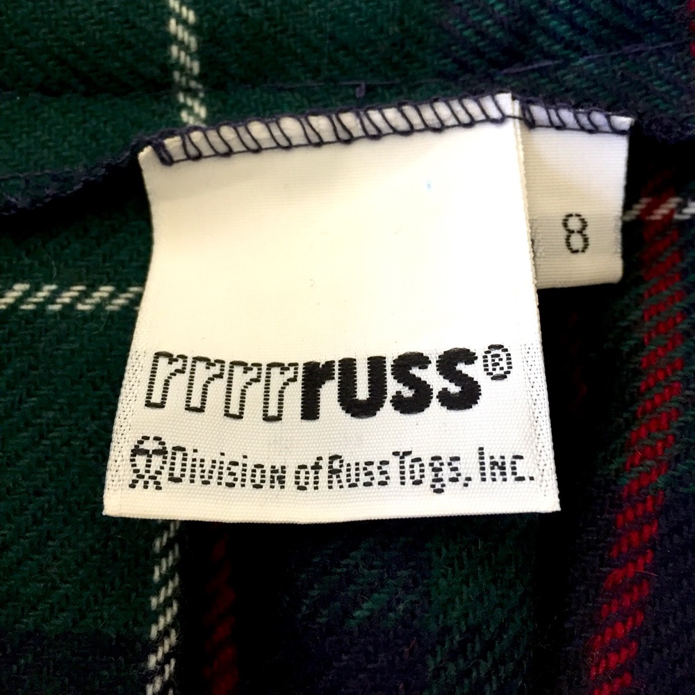 Vintage 1970’s Russ wool plaid pleated schoolgirl tartan skirt rrrrruss EUC 👀💚 - Picture 2 of 4